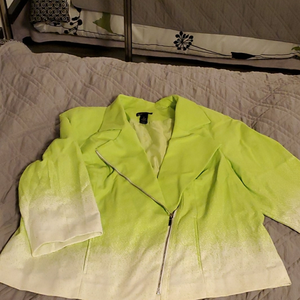 Green and white jacket
